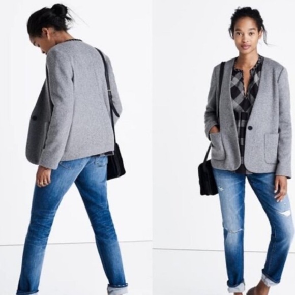 Madewell Jackets & Blazers - Gray Wool-Blend Boyfriend Blazer Jacket - Women